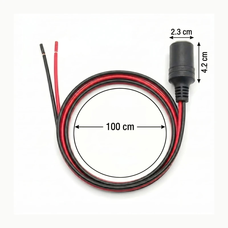 Wymiary gniazdo zapalniczki z kablem 100 cm Sparky.jpg
