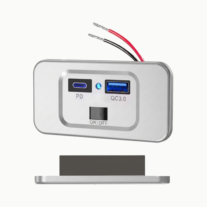 Gniazdo montażowe sparky srebrne USB PD QC 3.0.jpg